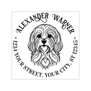Cute Lhasa Apso Dog Head Name Return Address Self-inking Stamp