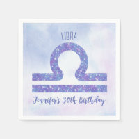 Cute Libra Sign Custom Purple Birthday Party