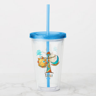 Cute Libra Sun and Moon Scales Acrylic Tumbler