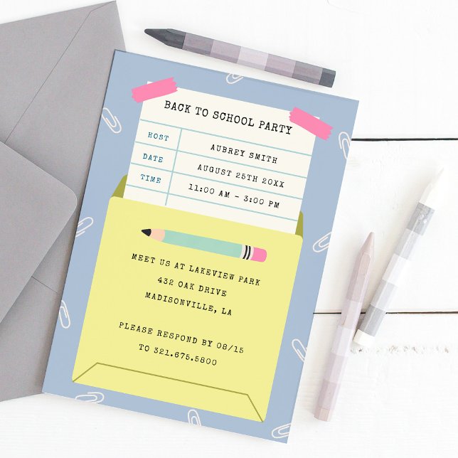Cute Library Card Back to School Kids Party (cute library card back to school party invitation)