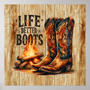 Cute life better boots Western Poster