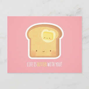 Cute Life is Butter with You Love Pun Postcard