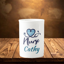 Cute Life Line Nurse Blue Heart Personalise