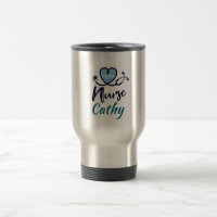 Cute Life Line Nurse Blue Heart Personalise