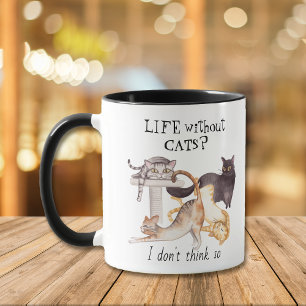 Cute Life Without Cats Personalised Mug
