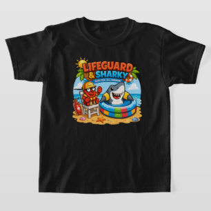 Cute Lifeguard & Sharky Summer Fun Cartoon T-Shirt