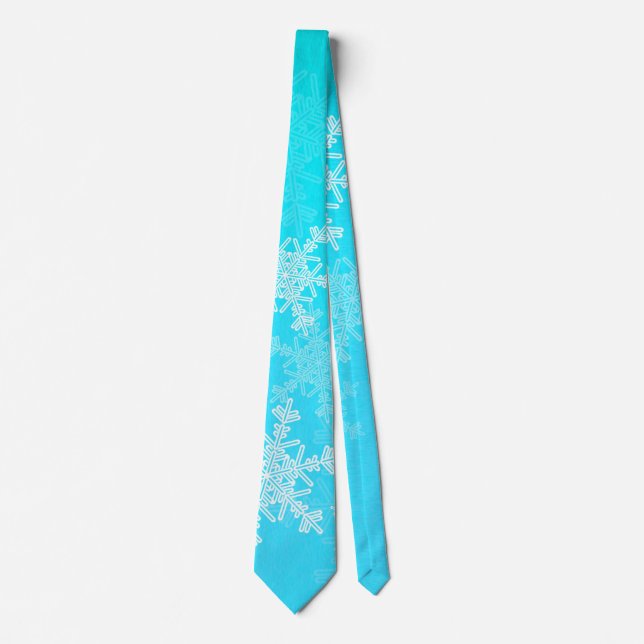 Cute light blue and white Christmas snowflakes Tie (Front)