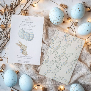 Cute Light Blue Baby Bunny Easter Invitation
