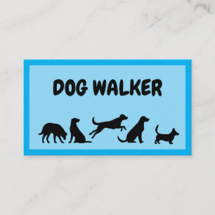 Cute Light Blue Dog Walker & Pet Sitter Business Card