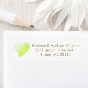 Cute light blue green heart custom Return Address