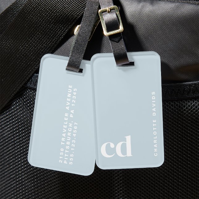 Cute Light Blue Monogram  Luggage Tag (Creator Uploaded)