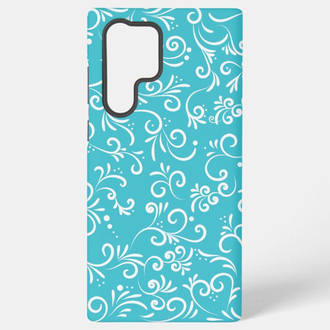 Cute Light Blue Ornamental Samsung Galaxy S22 Ultra Case (Back)