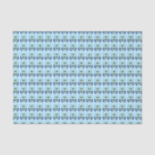 Cute Light Blue Owl Pattern  Tissue Paper