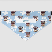 Cute Light Blue Pattern Pug Doggie