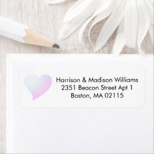 Cute light blue pink heart custom Return Address