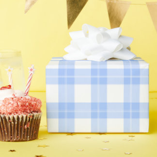 Cute Light Blue Plaid Simple Classic  Wrapping Paper