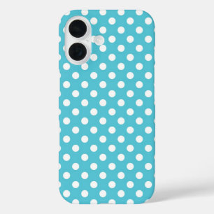 Cute Light Blue Polka Dots Pattern iPhone 16 Case