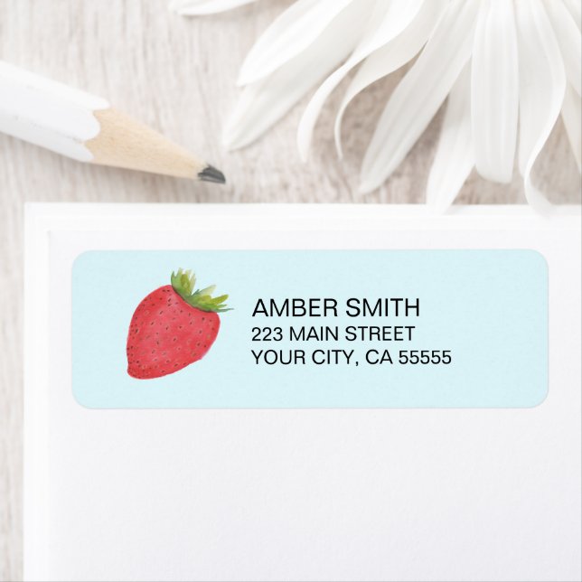 Cute Light Blue Pretty Watercolor Strawberry Fruit (Insitu)