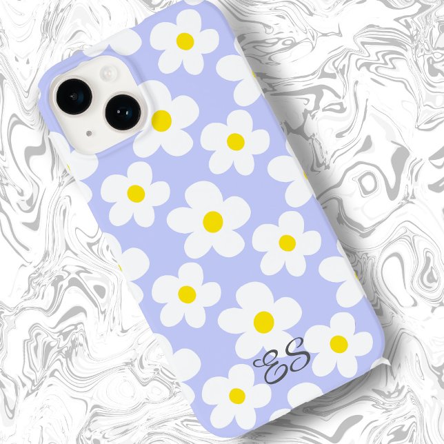 Cute light blue retro daisies on girly floral Case-Mate iPhone case (Creator Uploaded)