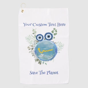 Cute Light Blue Save The Planet Collection Golf Towel