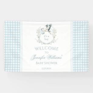 Cute Light Blue Stork Baby Shower Welcome Banner