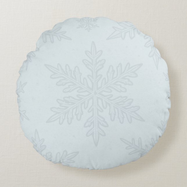 Cute Light Blue Winter Round Cushion (Front)