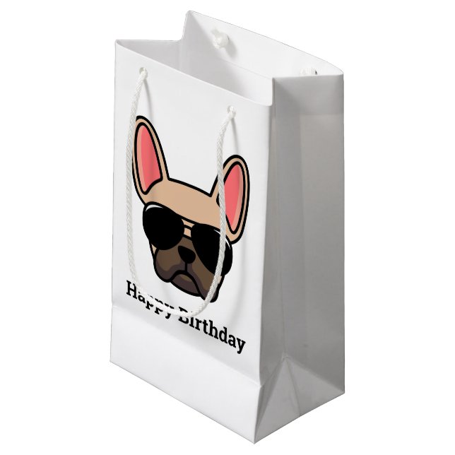 Cute Light Fawn French Bulldog Face Small Gift Bag (Front Angled)
