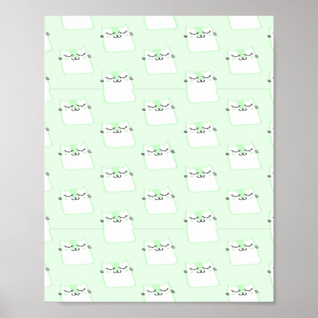 Cute light green cat wallpaper poster (Front)