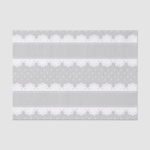 Cute Light Grey White Polka Dot Lace Pattern Tissue Paper