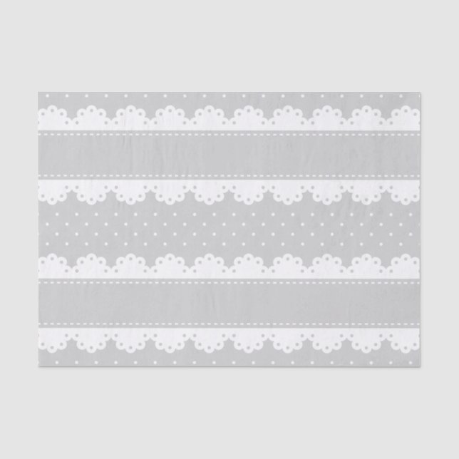 Cute Light Grey White Polka Dot Lace Pattern Tissue Paper (Front)