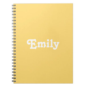 Cute light orange white custom name text monogram  notebook