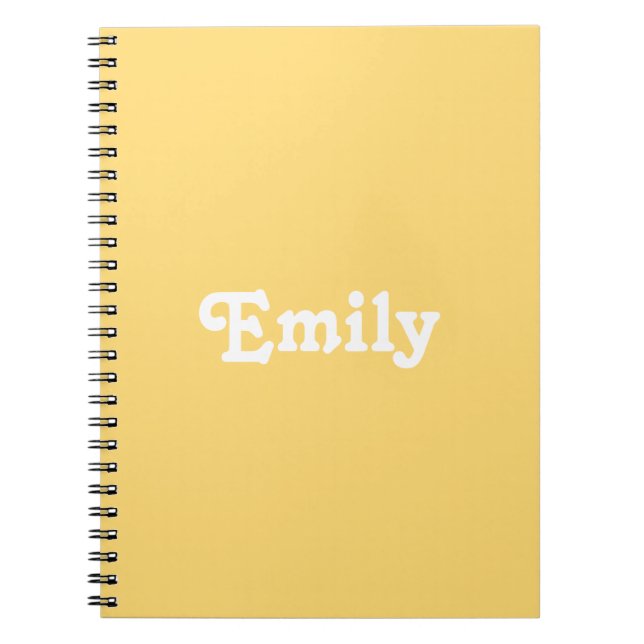 Cute light orange white custom name text monogram  notebook (Front)