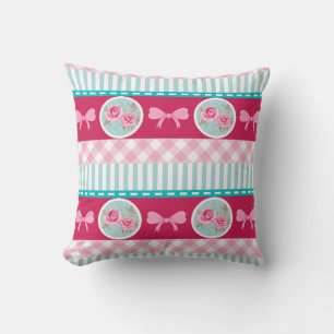Cute Light Pink & Blue Girly Pattern Cushion