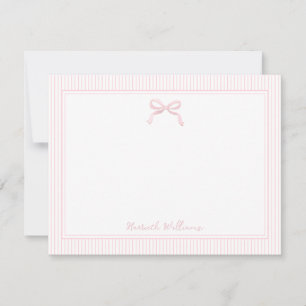 Cute Light Pink Bow and Stripes Border Card