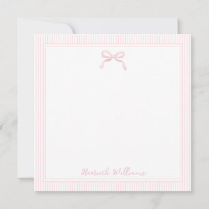 Cute Light Pink Bow and Stripes Border Card
