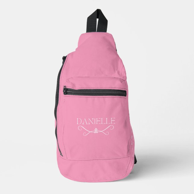 Cute Light Pink Custom Name "Ballet Everyday"  Sling Bag (Front)
