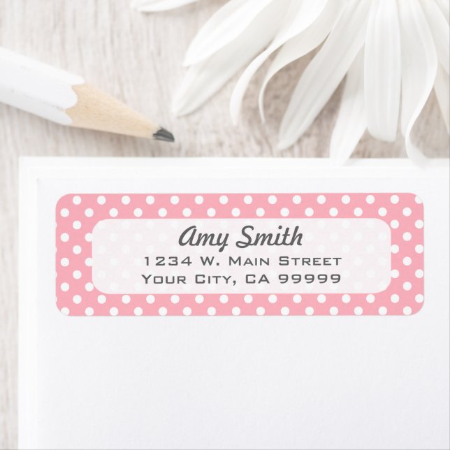 Cute Light Pink Polka Dots Return Address Labels (Insitu)