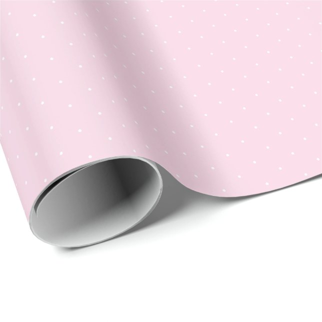 Cute light pink white tiny polka dots chic elegant wrapping paper (Roll Corner)