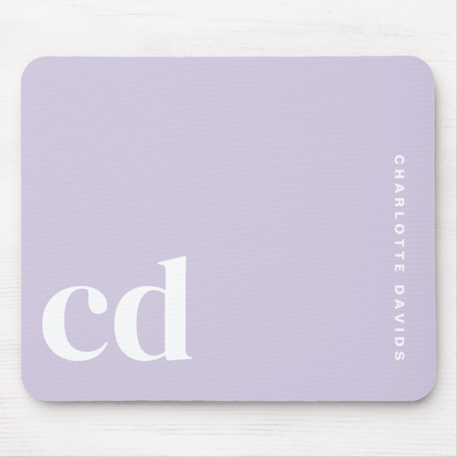 Cute Light Purple Monogram Initial Mouse Mat (Front)
