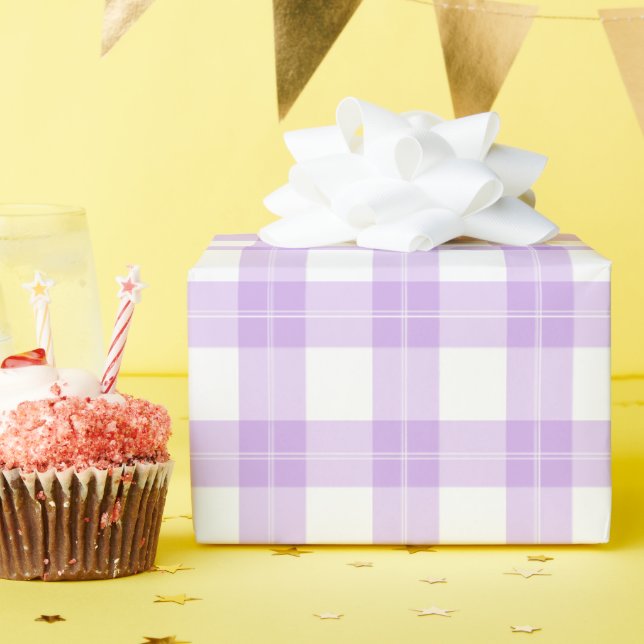 Cute Light Purple Plaid Simple Classic  Wrapping Paper (Birthday Party)