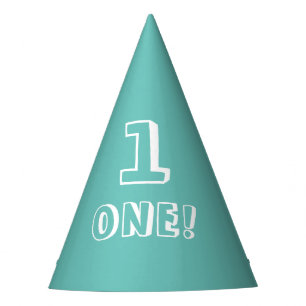 Cute light teal custom number age year birthday  party hat