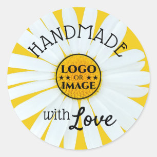 Cute Light Yellow Daisy Flower Made with Love Classic Round Sticker