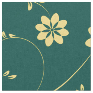 Cute Light Yellow & Green Delicate Floral Pattern Fabric