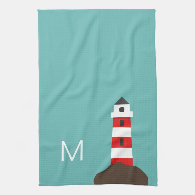 Cute Lighthouse | Personalised Tea Towel (Vertical)