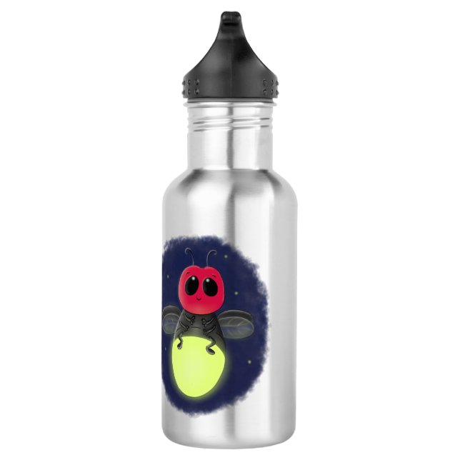 Cute lightning bug firefly cartoon illustration 532 ml water bottle (Right)