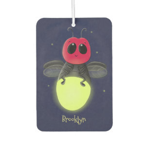 Cute lightning bug firefly cartoon illustration car air freshener