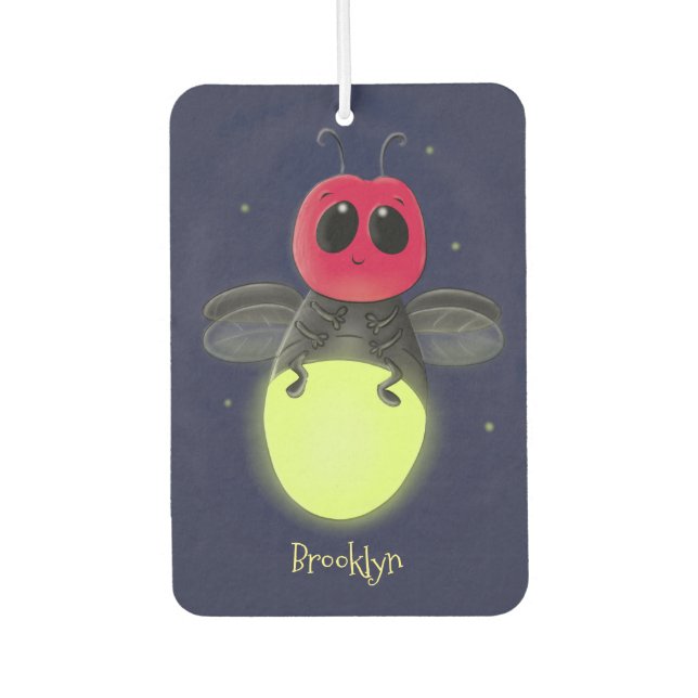 Cute lightning bug firefly cartoon illustration  car air freshener (Front)