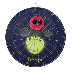 Cute lightning bug firefly cartoon illustration dartboard