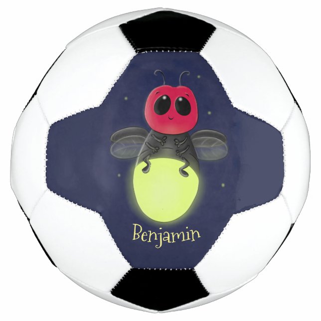 Cute lightning bug firefly cartoon illustration football (Front)