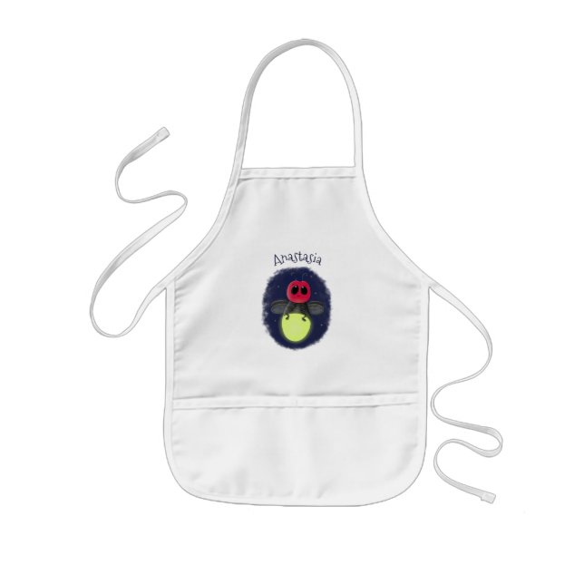 Cute lightning bug firefly cartoon illustration kids apron (Front)